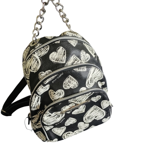 Betsey Johnson Faux Leather Mini Backpack Hearts - Picture 1 of 5